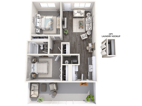 a floor plan of a 1 bedroom apartment with a bathroom and a living room at Cadence Apartments, Roy